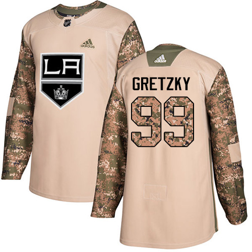 Adidas Kings #99 Wayne Gretzky Camo Authentic Veterans Day Stitched NHL Jersey